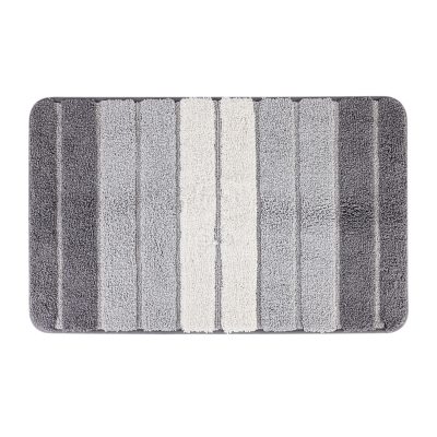 Jeedeson Gray-to-White Gradient Plush Bathroom Rugs with Non-Slip Backing 31.5*19.6in