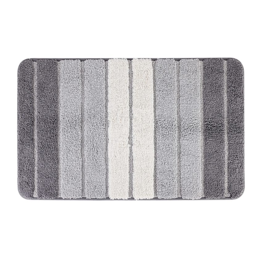Jeedeson Gray-to-White Gradient Plush Bathroom Rugs with Non-Slip Backing 31.5*19.6in