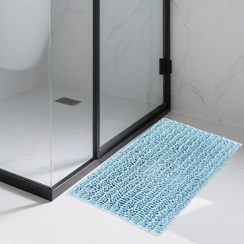 Jeedeson Sky Blue Coral Bath Mats for Shower and Bathroom Floor, Soft and Safety