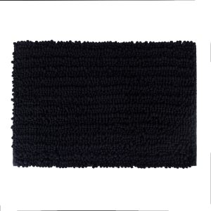 Jeedeson Black Machine Washable Bath Mat for Shower Room,Microfiber Chenille Comfortable