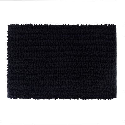 Jeedeson Black Machine Washable Bath Mat for Shower Room,Microfiber Chenille Comfortable
