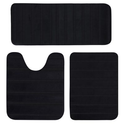Jeedeson Black Bathroom Rug Memory Foam for Safety and Stylish Decor 3PCS