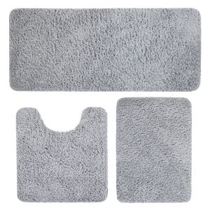 Jeedeson High-Density Absorbent Shaggy Rug with Non-Slip Silicone Backing 3PCS