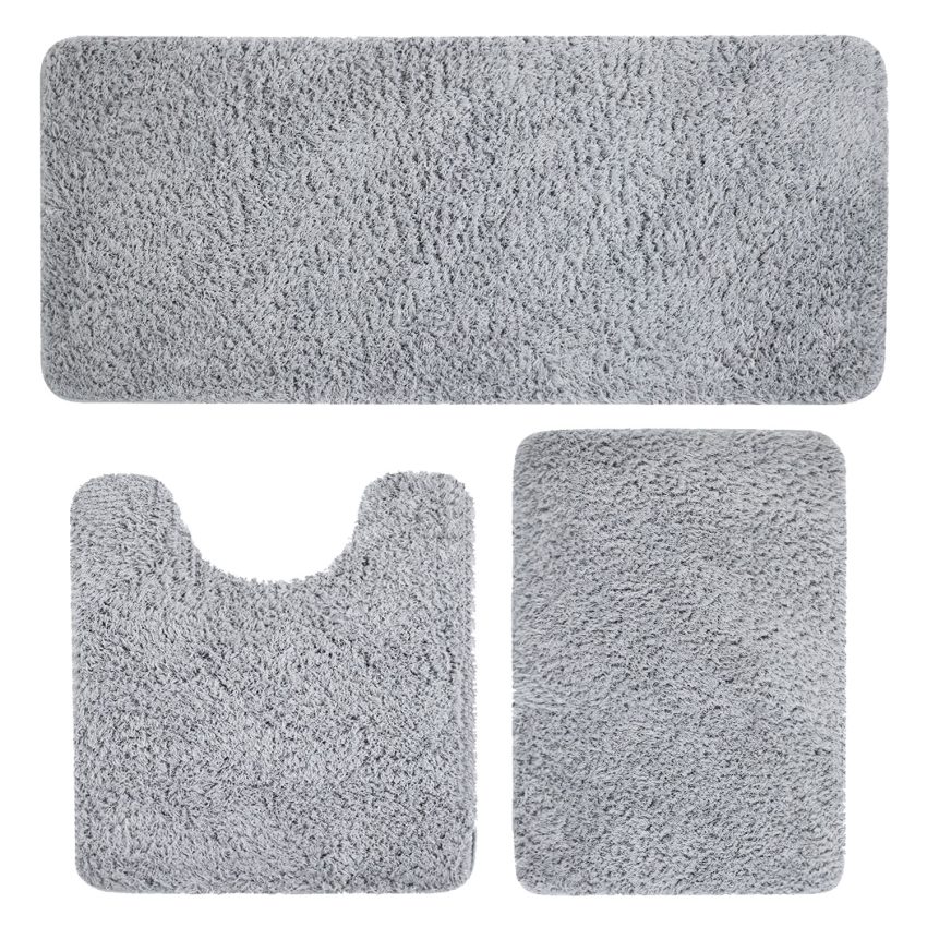 Jeedeson High-Density Absorbent Shaggy Rug with Non-Slip Silicone Backing 3PCS