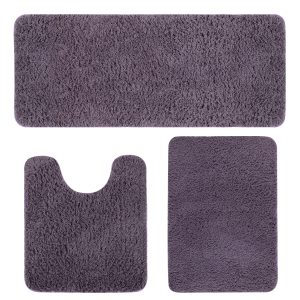 Jeedeson Cozy Purple Shaggy Bath Mats for Bathroom Set,High Density and Wholesale 3PCS