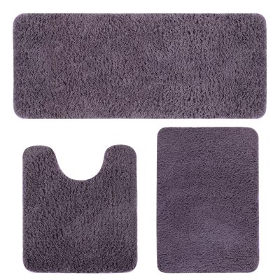 Jeedeson Cozy Purple Shaggy Bath Mats for Bathroom Set,High Density and Wholesale 3PCS