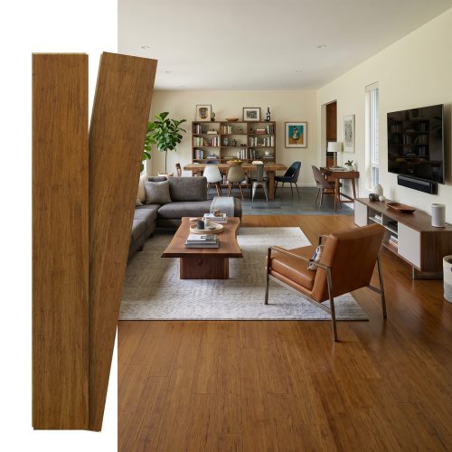 Jeedeson Solid Carbonized Strand Woven Bamboo Flooring Arbonized for Extreme Durability 5.2″ W x 36.22″ L x 0.47″ T 14pcs/box covers 18.3 Sq.Ft.
