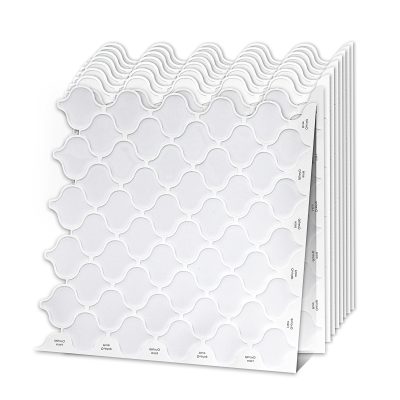 Jeedeson 10 in. x 10 in. Self Adhesive Backsplash Tiles for Kitchens, Bathrooms (White, 10-Pack)