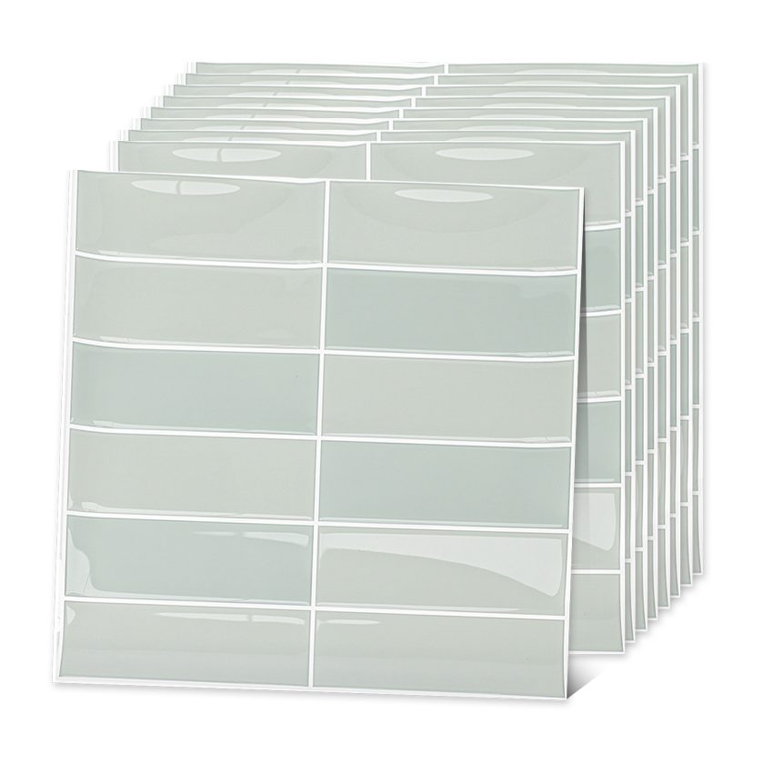 Jeedeson 10 in. x 10 in. Green Kitchen Backsplash Tile,Durable Moisture Proof Easy Clean Design for Home(10-Pack)