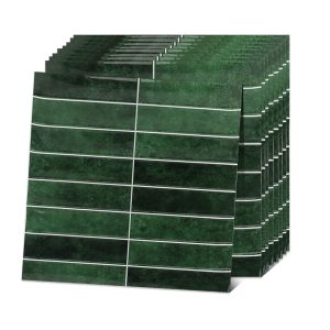 Jeedeson 12 in. x 12 in. Green Brick Pattern Self-Adhesive Wall Panels for Kitchen Bathroom (10-Pack