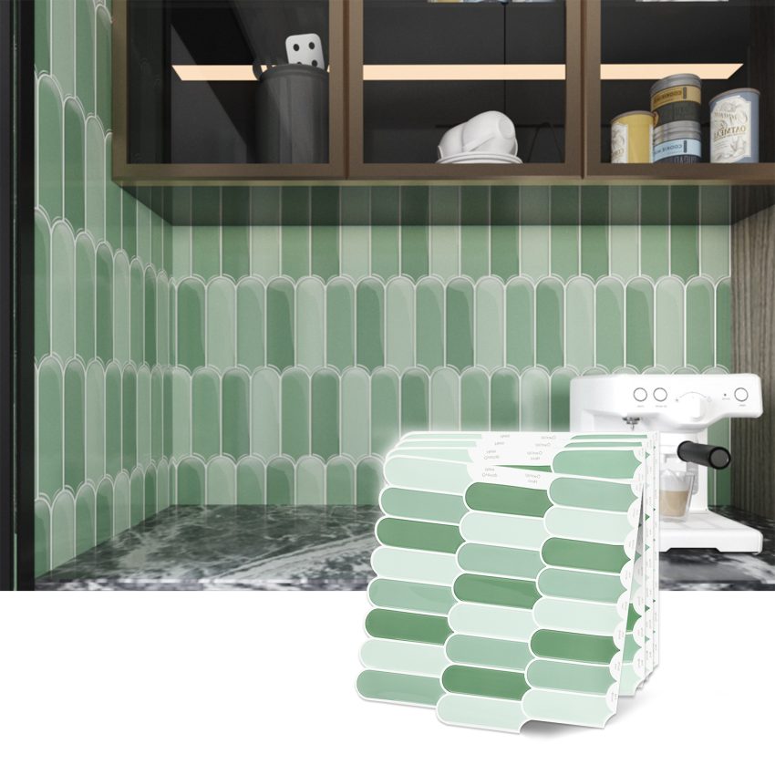 Jeedeson 12 in. x 12 in. Green Special Design Wall Panels and Boards for Kitchen Oil Proof (10-Pack)