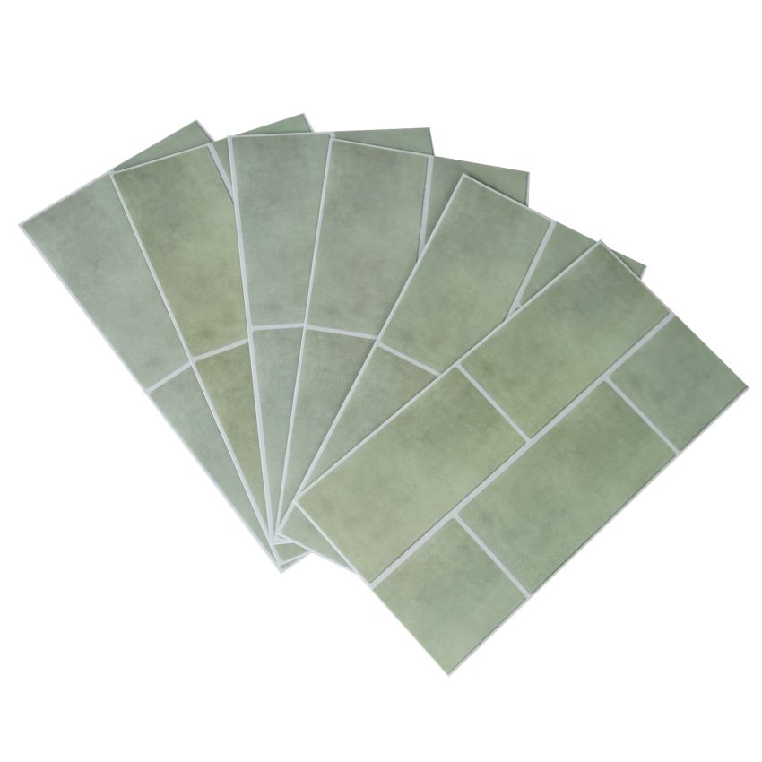 Jeedeson 5.9*11.8in Green Self-Adhesive Wall Stickers for Kitchen Bathroom, Matte Film Surface 20PCS