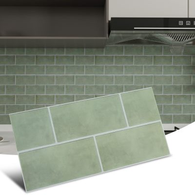 Jeedeson 5.9*11.8in Green Self-Adhesive Wall Stickers for Kitchen Bathroom, Matte Film Surface 20PCS