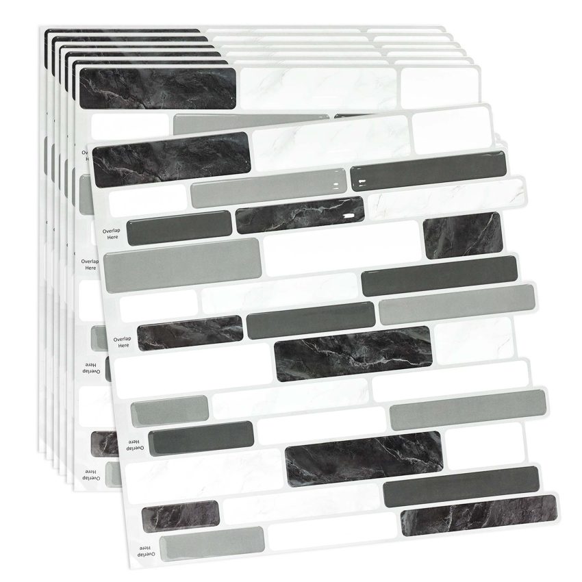 Jeedeson Easy to Clean Hot Selling Floor Gray Marble Peel and Stick Backsplash Tile for Kitchen 12×12 Set of 30