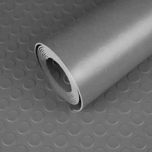 Jeedeson 118.1*47.2in Solid Gray Coin Pattern Vinyl Car Mat for Industrial Use, Heavy-Duty and Non-slip