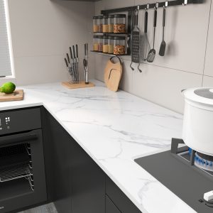 Jeedeson 12 x 196.85in. White Temperature Resistant Peel and Stick Kitchen Wallpaper(Covers 16.42 Sq. Ft.)