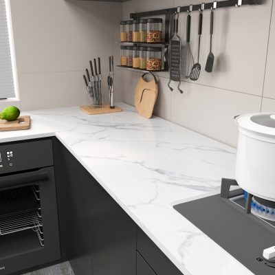 Jeedeson 12 x 196.85in. White Temperature Resistant Peel and Stick Kitchen Wallpaper(Covers 16.42 Sq. Ft.)