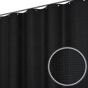 Jeedeson Waterproof Black Polyester Fabric Shower Curtains for Bathroom Include Hooks 70.86*70.86in