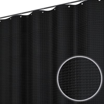 Jeedeson Waterproof Black Polyester Fabric Shower Curtains for Bathroom Include Hooks 70.86*70.86in