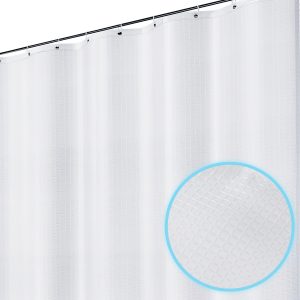 Jeedeson 70.86*70.86in White Waffle-Pattern Shower Curtains for Bathroom Waterproof and Mildew-Resistant
