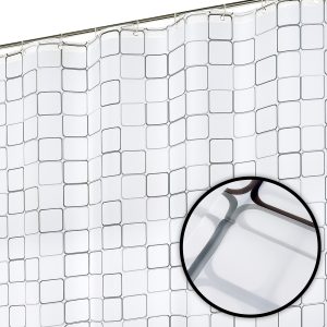 Jeedeson Fashionable Black and White Large Square Prints Shower Curtains,Home Bathroom Decor