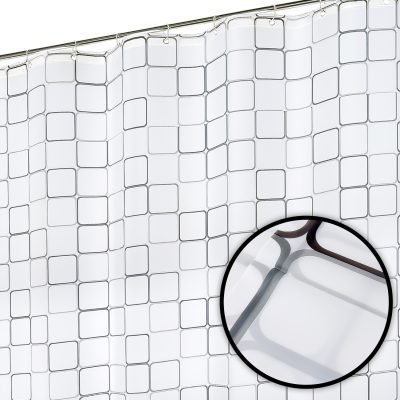 Jeedeson Fashionable Black and White Large Square Prints Shower Curtains,Home Bathroom Decor