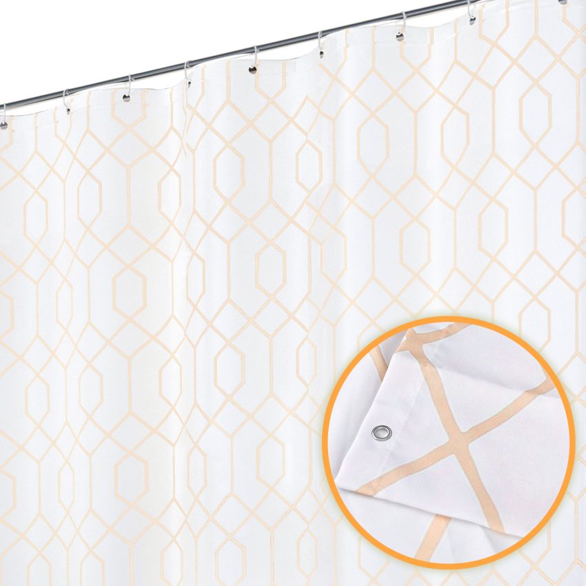 Jeedeson Instagram-Style Geometric Pattern Shower Curtain,Eco-Friendly and Quick-Dry