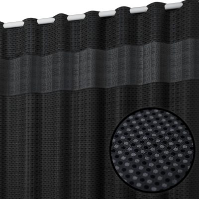 Jeedeson Detachable Double-Layer Black Waffle Weave Shower Curtain with Snap-in Liner