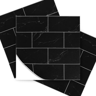Jeedeson 10-Pieces Black Vinyl Floor Tiles Removable Decorative Wall Tiles for Kitchen(10 sq. ft.)