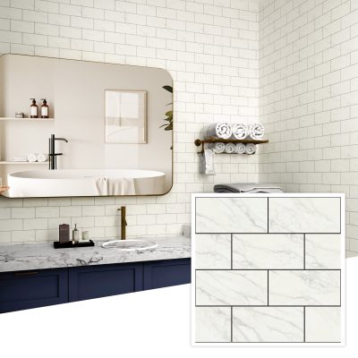 Jeedeson 30-Pieces 12 in. x 12 in. White Vinyl Peel and Stick Backsplash Tile, Decorative Wall / Floor Tiles Backsplash Kitchen