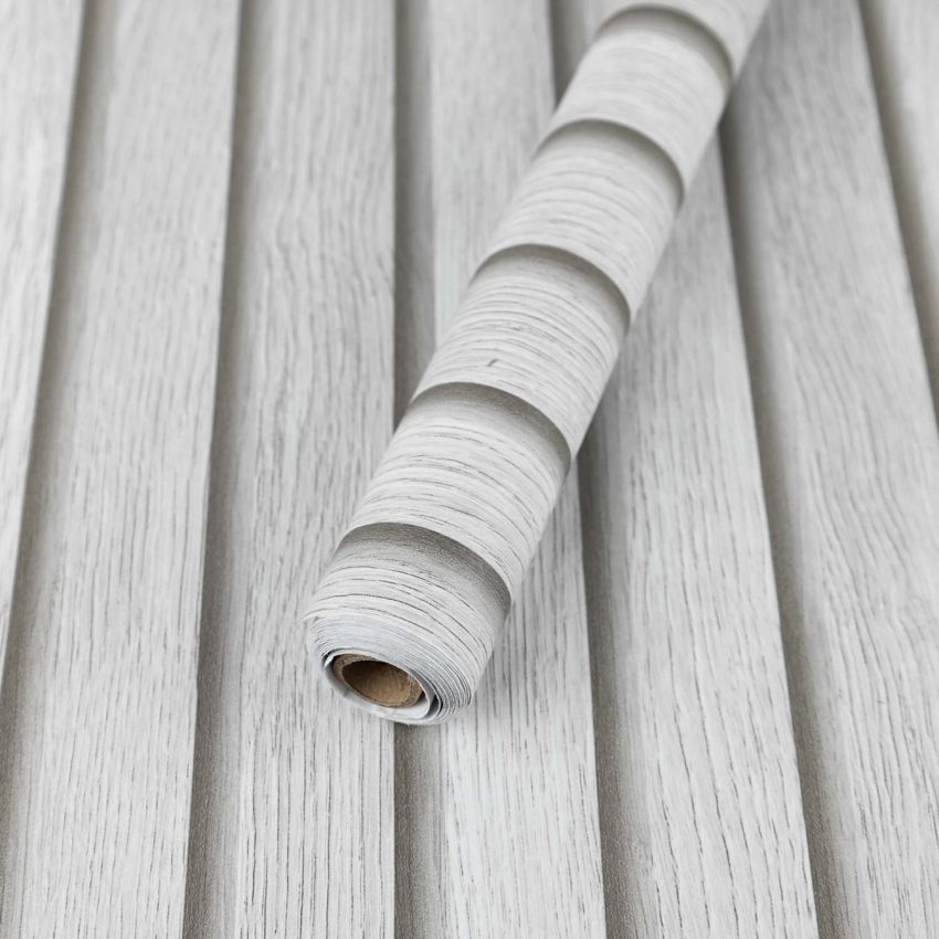 Jeedeson White Wood Slat Grain Clearance Peel and Stick Wallpaper 15.7 in. w x 9.8 ft