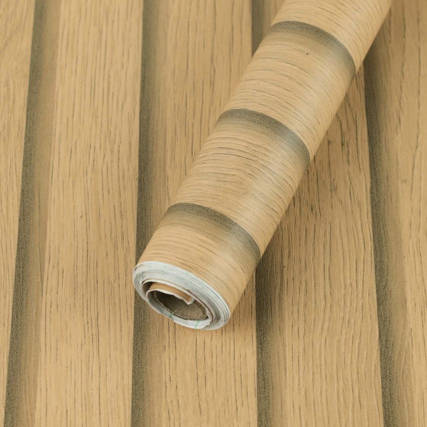 Jeedeson 2 Rolls Natural Wood Slat Yellow Wall Paper Interior for Bedroom (Covers 25.48 sq.ft.)