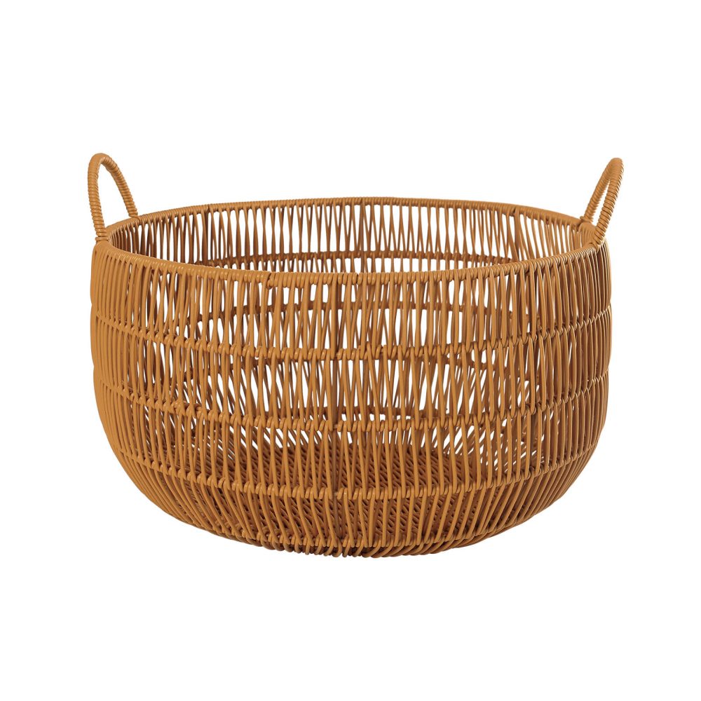 Jeedeson Resin Woven Basket – Large size, Round Polypropylene Woven Storage Decorative Basket for Clothes