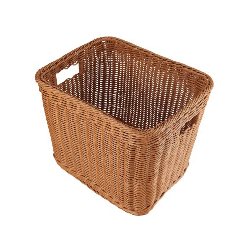 Jeedeson Resin Woven Basket – Soft style, Rectangle Polypropylene Woven Decorative Basket with Handles, Ideal for Blankets & Decor