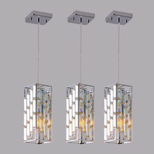 Modern 3-Light Black Crystal Pendant Lights Adjustable Height Kitchen Island Lighting