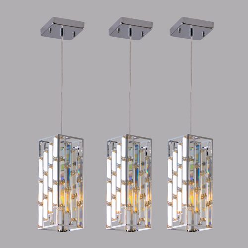 Modern 3-Light Black Crystal Pendant Lights Adjustable Height Kitchen Island Lighting