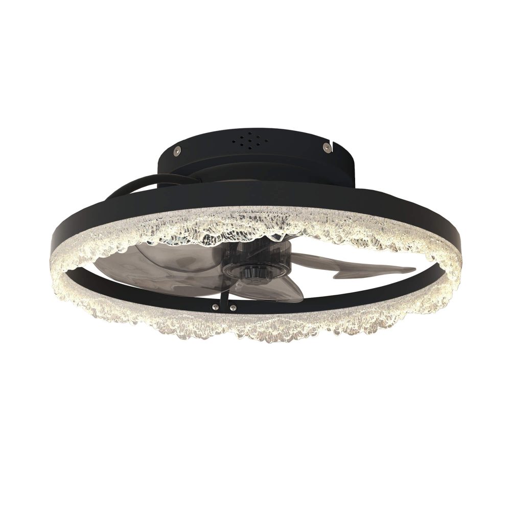 16 Inch Low Profile Ceiling Fans with Lights and Remote, Fandelier Ceiling Fan Flush Mount, 3000K-6500K LED Fan Light