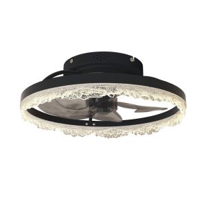 16 Inch Low Profile Ceiling Fans with Lights and Remote, Fandelier Ceiling Fan Flush Mount, 3000K-6500K LED Fan Light