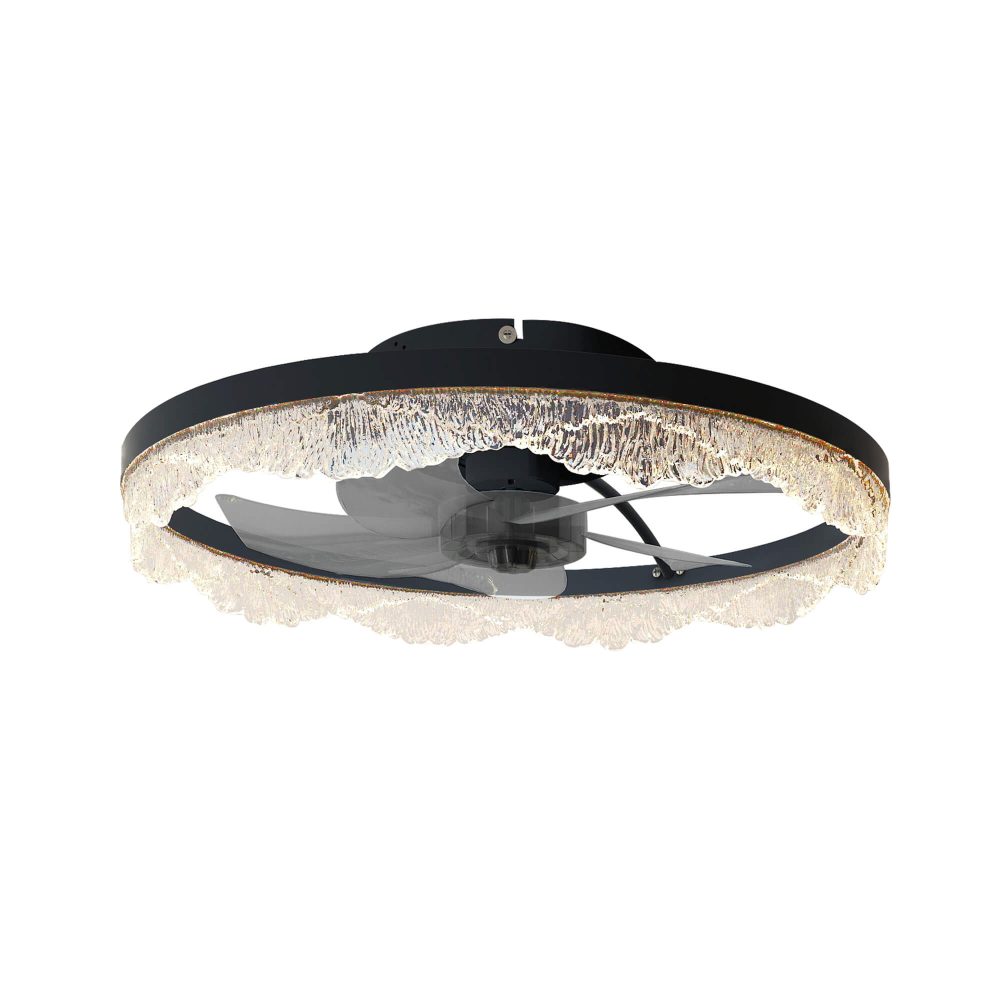 20 Inch Low Profile Ceiling Fans with Lights and Remote, Fandelier Ceiling Fan Flush Mount, 3000K-6500K LED Fan Light