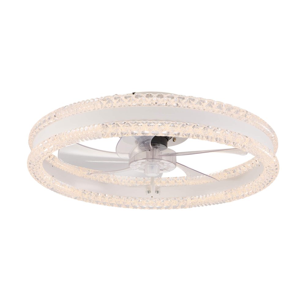 20 Inch White Ceiling Fan with Light Flush Mount Remote Control, with 6 Speeds for Living Room, Bedroom