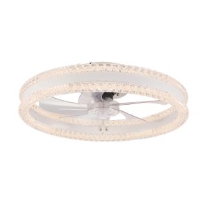 20 Inch White Ceiling Fan with Light Flush Mount Remote Control, with 6 Speeds for Living Room, Bedroom
