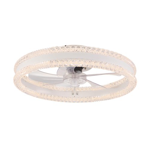 20 Inch White Ceiling Fan with Light Flush Mount Remote Control, with 6 Speeds for Living Room, Bedroom