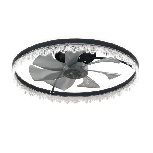 23.6″ Low Profile Ceiling Fans with Lights and Remote, Dimmable Modern Flush Mount LED Fan Light