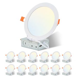 12Pack 6 Inch Flush Mount Led Ceiling Light Fixture Adjustable Round Ceiling Lamp For Bathroom Hallway Kitchen Bedroom