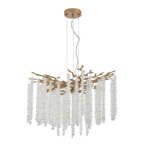 Crystal Tree Branches Chandeliers Luxury Round Raindrop Pendant Light Fixture Ceiling Hanging Light for Dining Room Bedroom Living Room