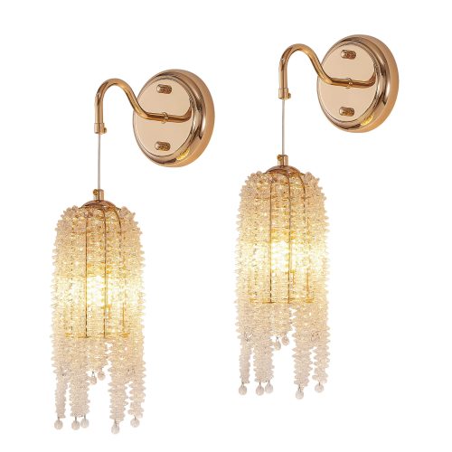 2-Pack Vintage Pendant Light Crystal Hanging Light Fixtures,Adjustable Height for Dining Room Living Room Bedroom Hallway