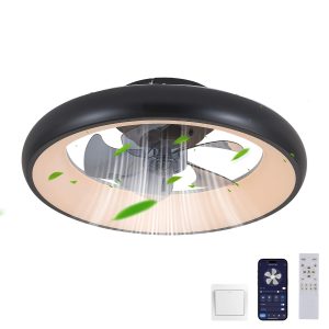 Low Profile Ceiling Fans with Lights and Remote, Fandelier Ceiling Fan Flush Mount, 3000K-6000K LED Fan Light