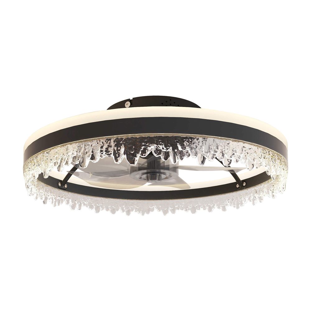 20″ Low Profile Ceiling Fans with Lights and Remote, Dimmable Modern Flush Mount LED Fan Light