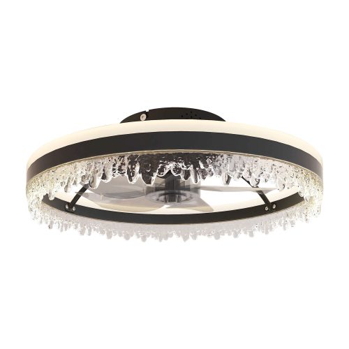 20″ Low Profile Ceiling Fans with Lights and Remote, Dimmable Modern Flush Mount LED Fan Light