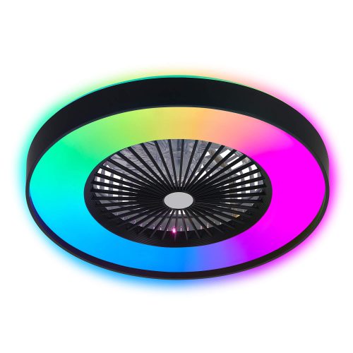 RGB Ceiling Fans with Lights and Remote, 3000K-6000K Dimmable, Modern Fandelier Flush Mount Ceiling Fan, Small LED Fan for Bedroom